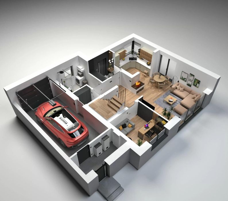 Nowoczesny energooszczędny dom w zabudowie Bliźniaczej 147,77m2