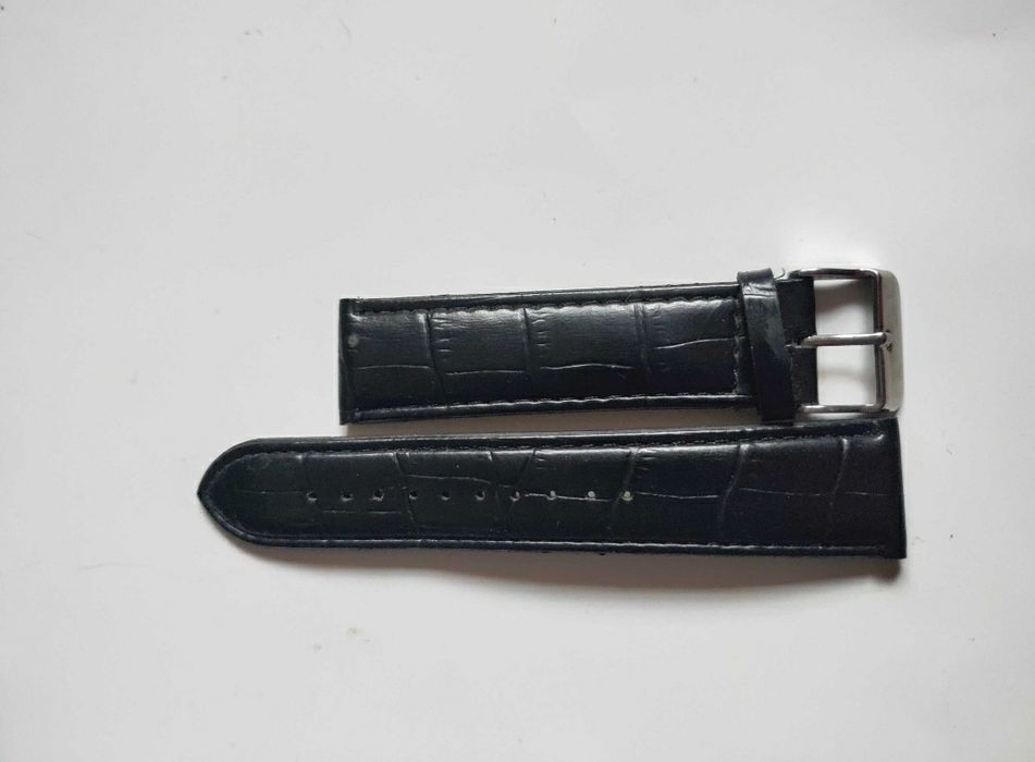 Чёрный ремешок для часов имитация кожи браслет для годиника 20 см
