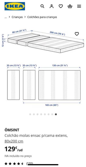 Cama infantil extensível/colchão de molas ensacadas - pouquíssimo uso