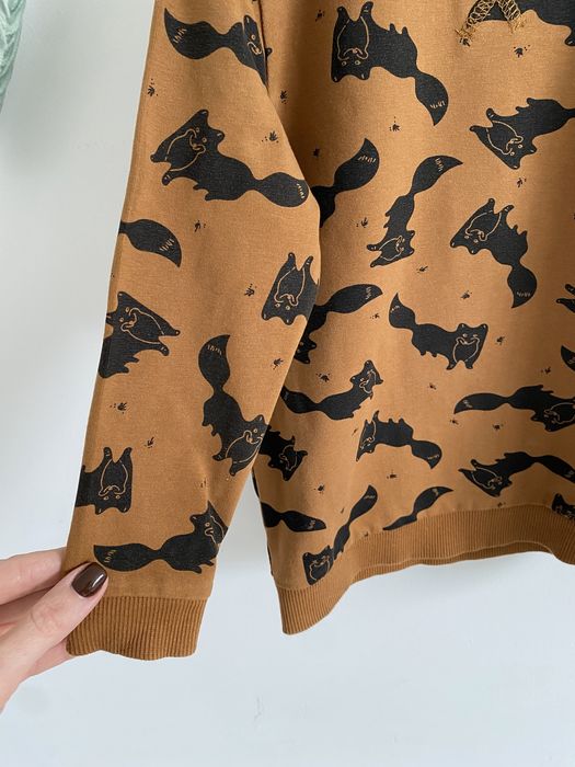 Bluza Pompdelux 98 beżowa musztardowa  w lisy czarne