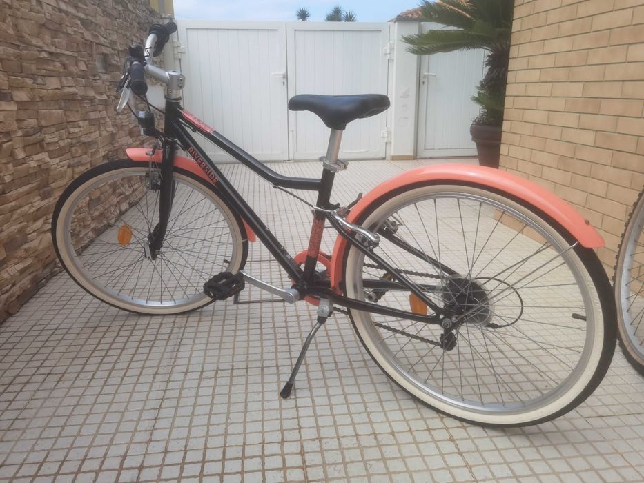 Bicicleta de Trekking Criança 9-12 Anos RIVERSIDE 500 24 Polegadas Preto Coral - BTWIN
