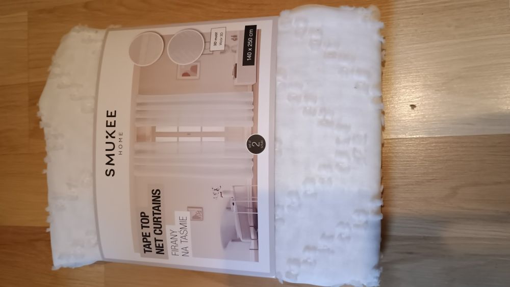 Firany na taśmie białe 2 sztuki (komplet)