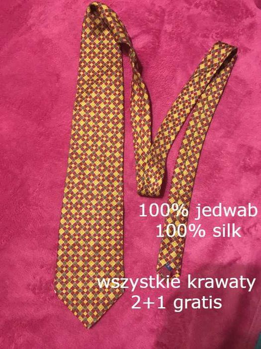 Krawat jedwabny Principles 100% jedwab z wzorem 2+1 gratis Dla Taty Męża Dziadka Chłopaka