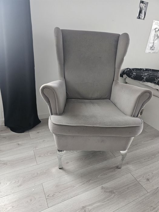 Fotel uszak szary