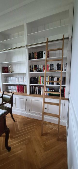 Biblioteka, regał na książki, z drewna, retro, w stylu angielskim