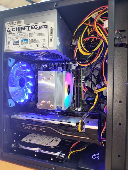 Gamingowy komputer RGB.RX570 8GB,64GB RAM,SSD,1TB HDD+monitor+akcesori