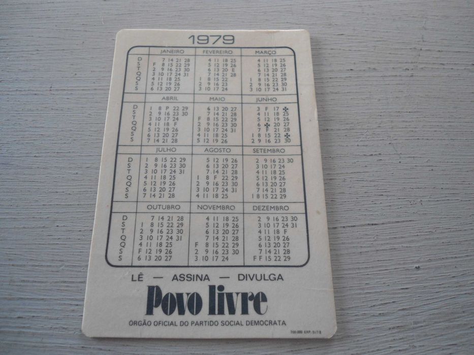 Calendário de 1979 do PSD