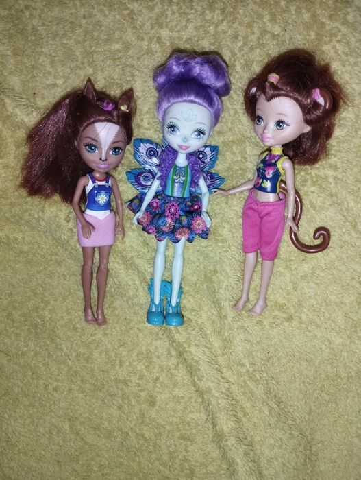 Enchantimals ляльки 3 штуки павлин мавпа білочка