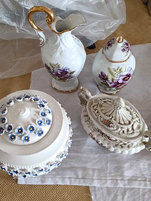 Decoração Cerâmica Antiga - Jarra, Pote e Terrina