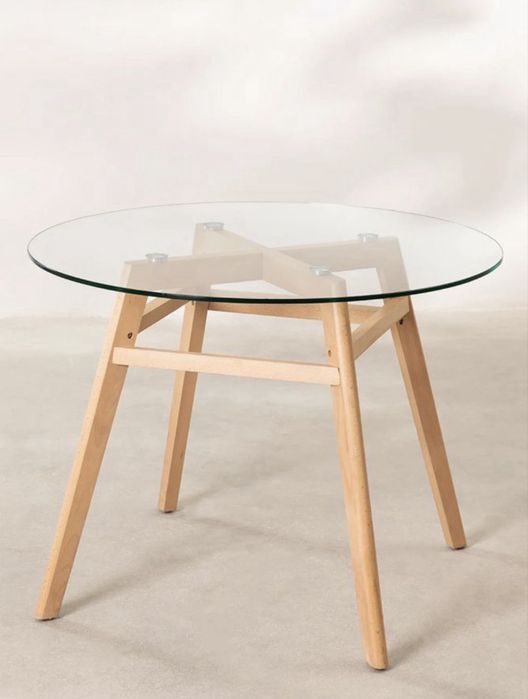 Mesa de jantar de vidro redonda Sklum 1,2m
