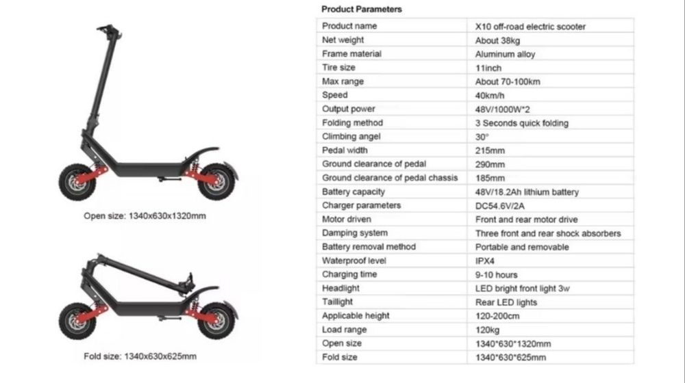 електросамокат x10 off-road electric scooter