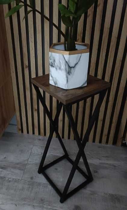 Kwietnik Metalowy Rustykalny Loftowy na Kwiaty Rośliny Dąb 62cm