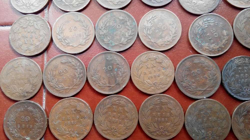 86 moedas cobre reis de ano 1881 ate ano 1884