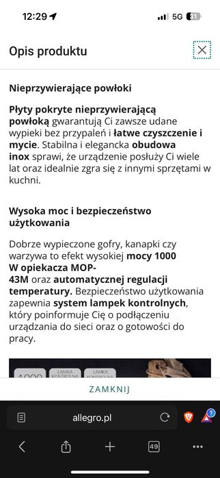 Opiekacz 3w1 MPM mop-43M czarny 1000w