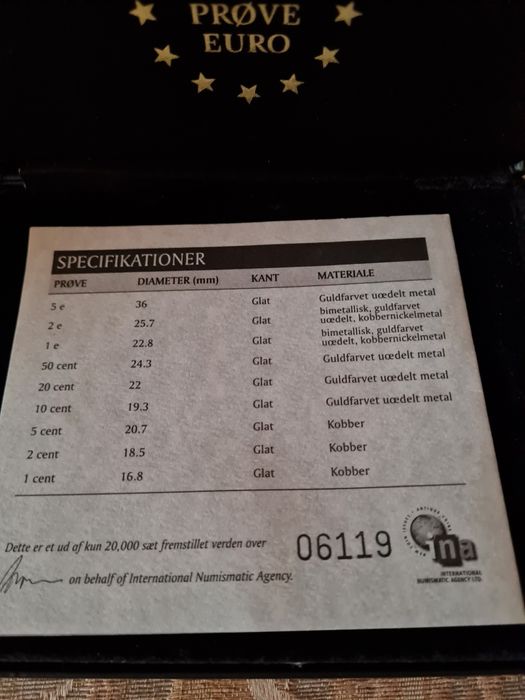 Dois sets de provas do euro: Suécia e Dinamarca.