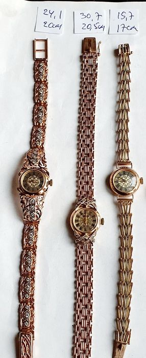 Продам женские золотые часы с браслетом и без