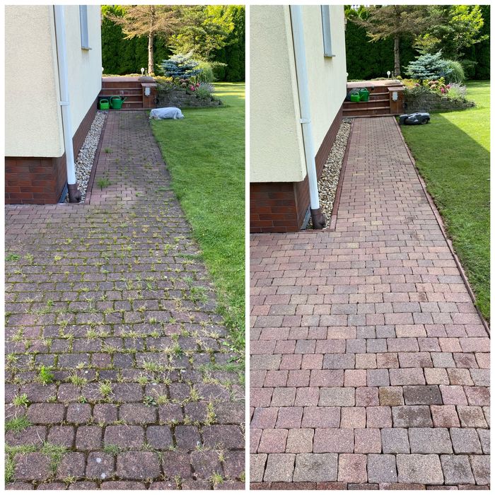 Mycie czyszczenie kostki brukowej elewacji i dachu  ogrodzeń