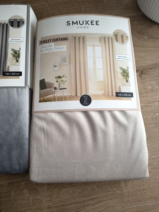Zasłony welurowe beżowe i szare