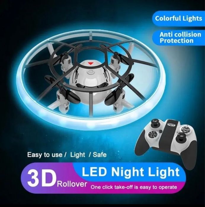 Mini drone com luz led redonda
