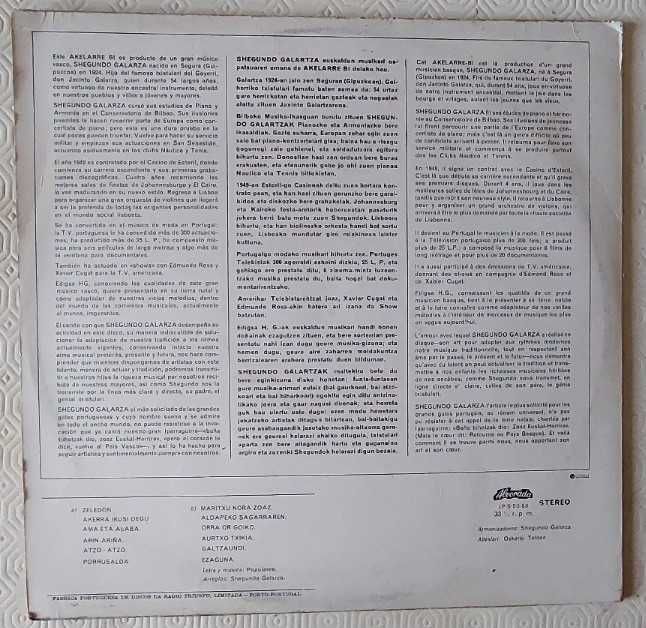 Disco Vinil Shegundo Galarza O Povo Vasco Canta