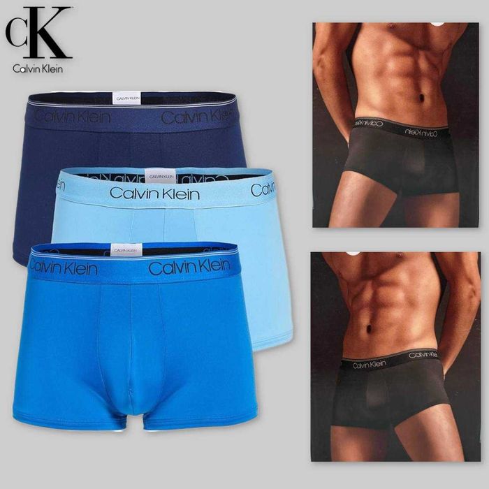 Чоловічі боксери Calvin Klein упаковка з 3х штук сині мікрофібра