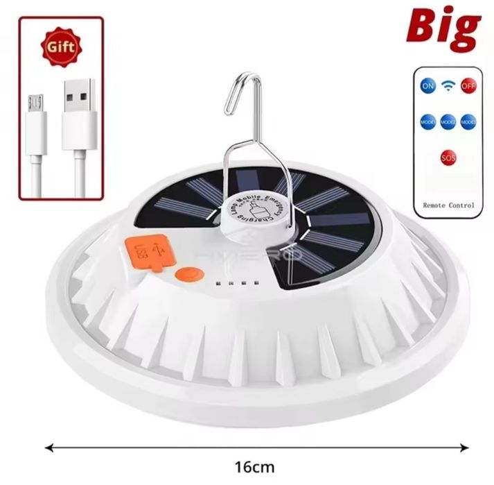 LED лампа аккумуляторная, фонарь с солнечной зарядкой, powerbankban