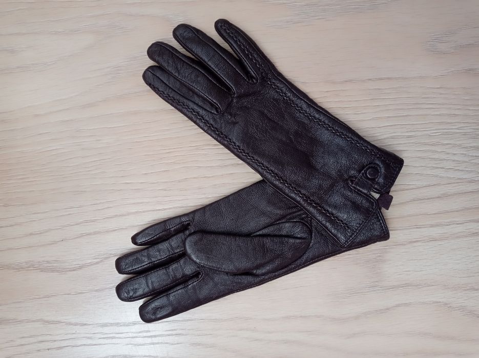 Шкіряні перчатки на хутрі