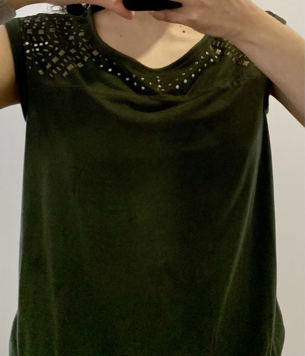 Vestido velude verde Promod