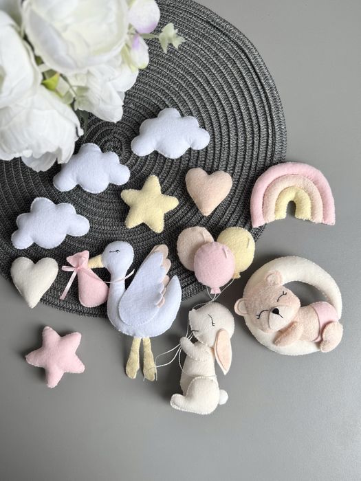 Мобіль ручноі роботи + муз.блок+тримач + підсвітка В ПОДАРУНОК