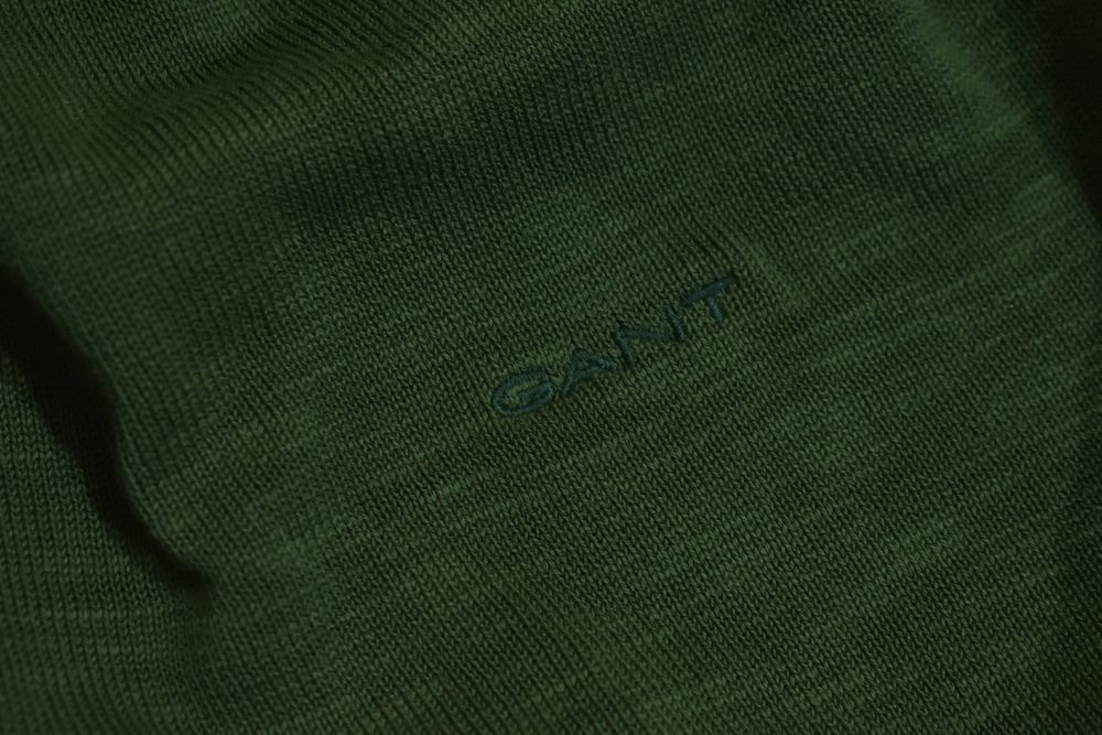 Gant Zielony Bawełniany Sweter Męski Zip Neck Xxl