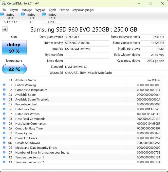 SAMSUNG SSD 960 EVO 250 GB M.2 (MZ-V6E250)