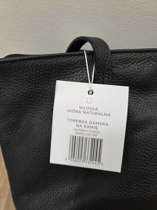 Shopperka Torebka Damska Skórzana Czarna Cholewiński