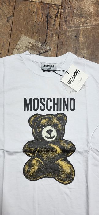 Biała koszulka męska t-shirt bawełna premium logo miś tous L
