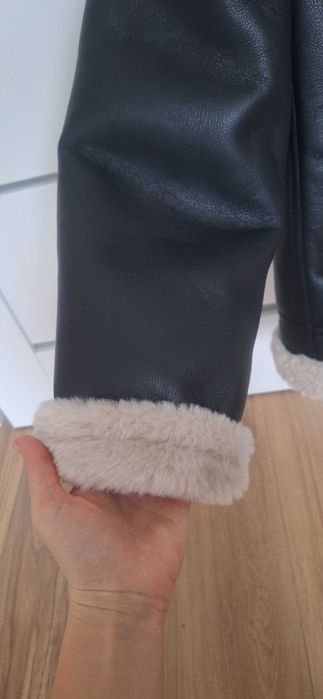 Kurtka kożuch mango biker skóra M zara