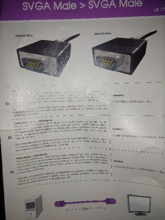 Cabo SVGA da Lorenzo Bell novo, macho - macho