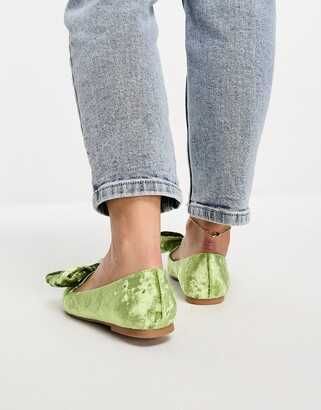 Зеленые велюровые бархатные туфли балетки Asos