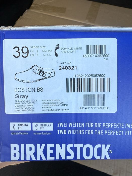Klapki Birken Stock Boston 39 szare
