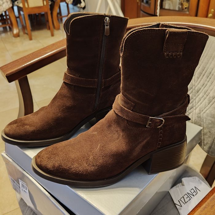 Buty damskie zamszowe brązowe