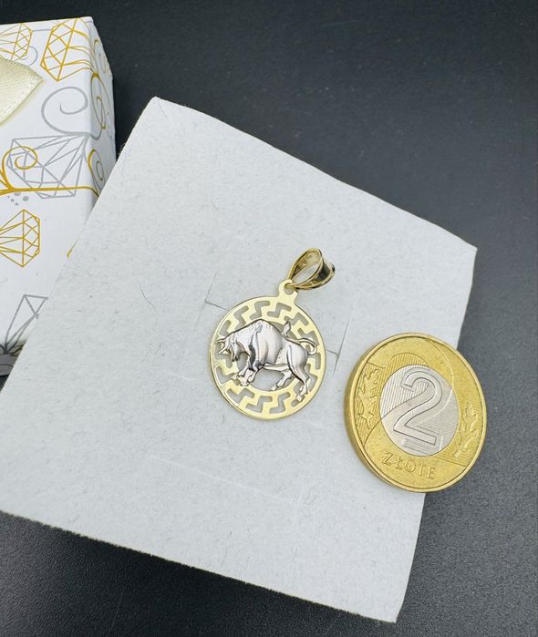 Nowa zlota zawieszka byk proba 585 waga 0,89g