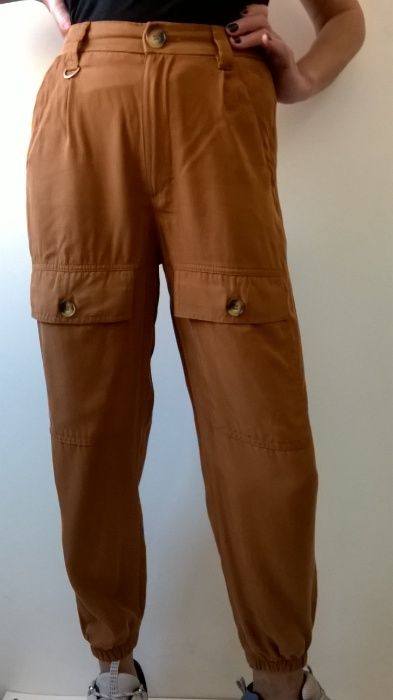 Джинсы-штаны карго женские Bershka, цвет кирпичный,  р.36,