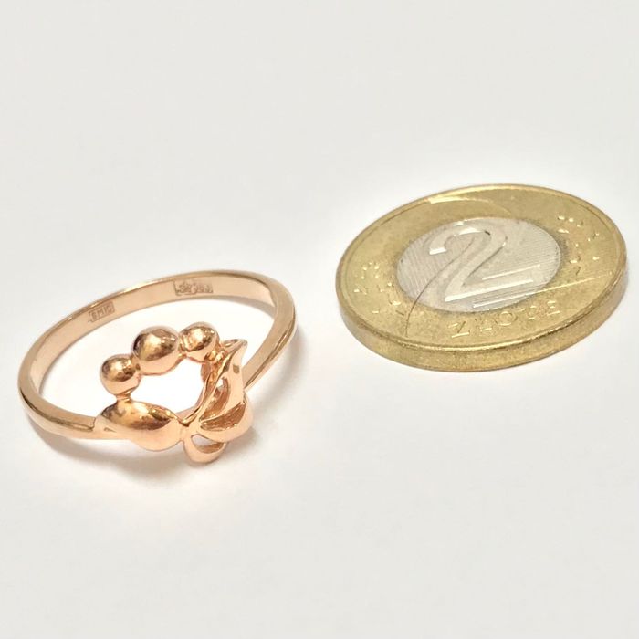 Złoty PIERŚCIONEK 585 14K cudowne WINOGRONA piękny RÓŻOWE złoto r.16