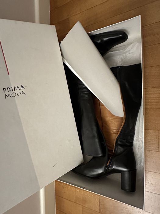 PRIMA MODA - Kozaki na obcasie -  CAŁE ZE SKÓRY - Rozmiar 37,5