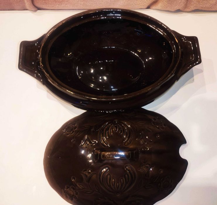 Zestaw 6 glinianych naczyń PRL