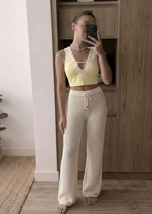 Ażurowe Spodnie Plażowe w Stylu Boho Pull & Bear