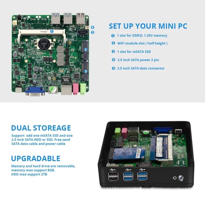 Mini pc I3 8g RAM 128gb ssd Wi-Fi