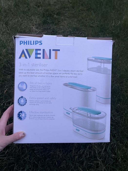 Łóżeczko, nosidełko i ubranka niemowlęce i sterylizator philips