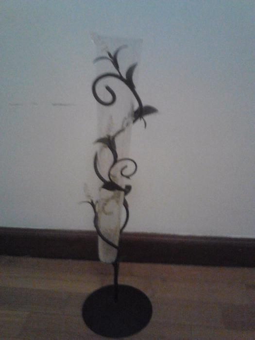 Jarra solitario em vidro e ferro 50 cm