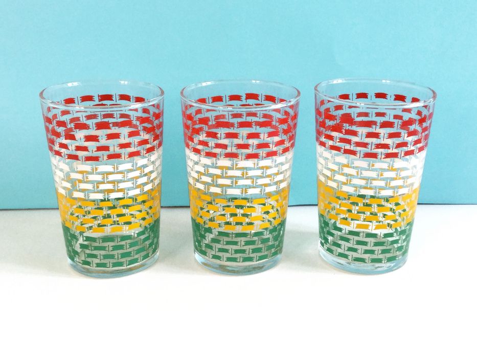 Conjunto de 3 Copos coloridos | Anos 60 | Vintage