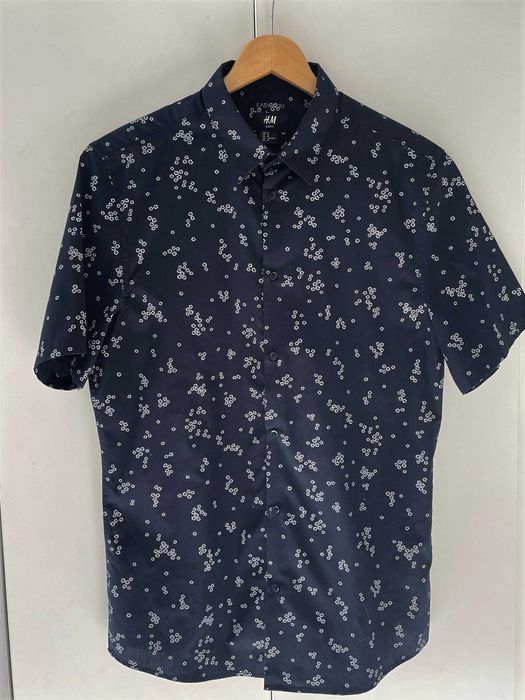 Koszula męska H&M Roz. M Slim Fit ciemny granat - Półmetek, impreza