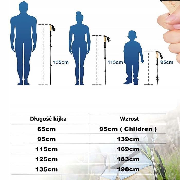Kijki do Chodzenia Trekingowe Nordic Walking Kije Teleskopowe